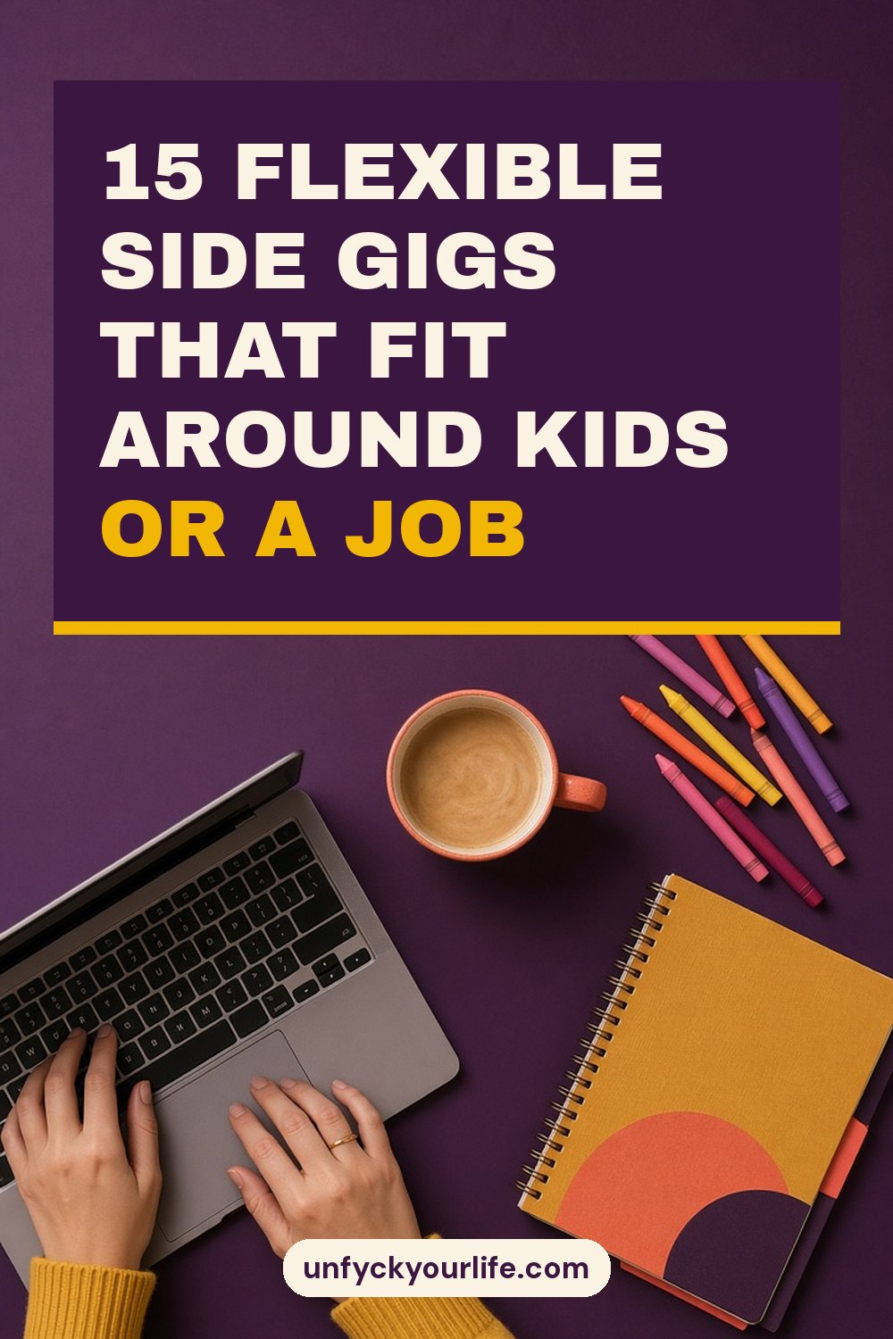 Pinterest graphic: 15 Flexible Side Gigs That Fit Around Kids or a Job